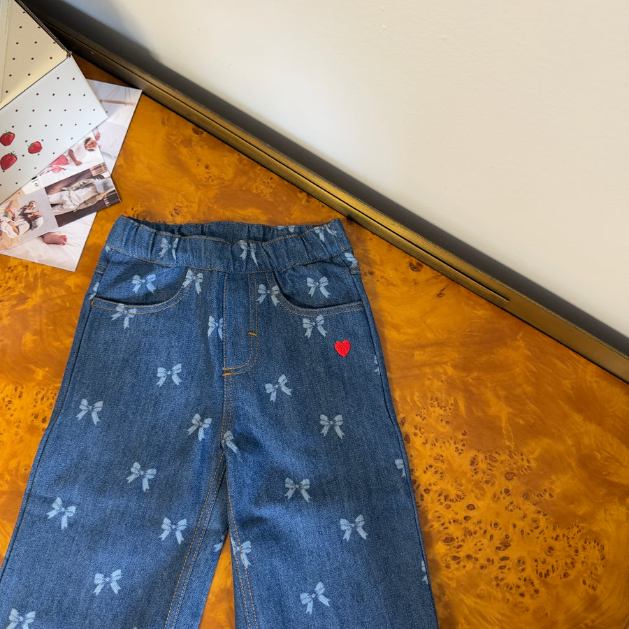 Eva Pants a Palazzo in Blue Denim Morbido con Vita Regolabile