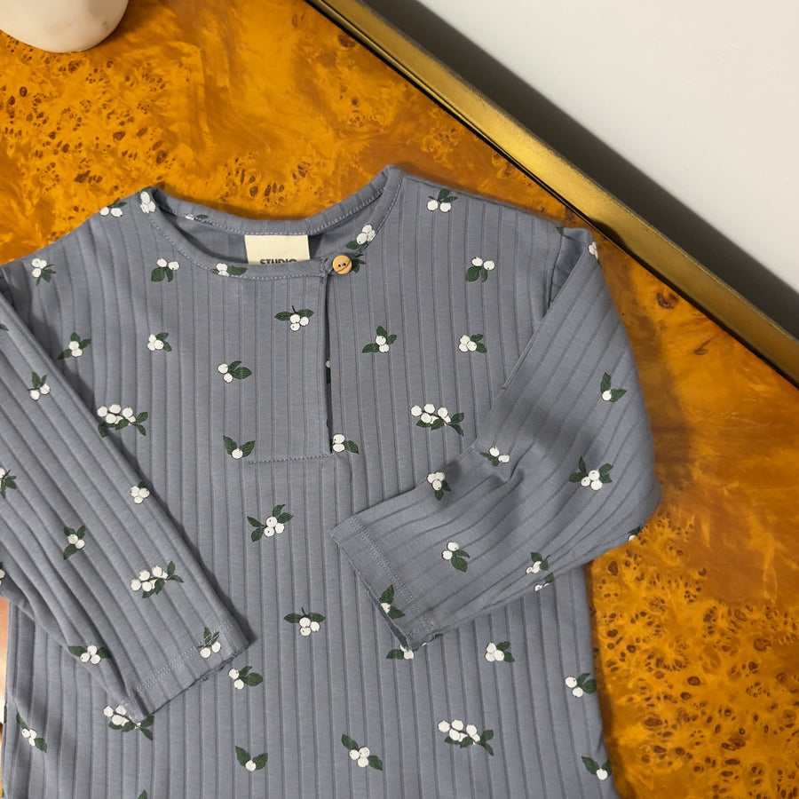 T-shirt Orso Blue/Gui in Cotone Bio a Costine