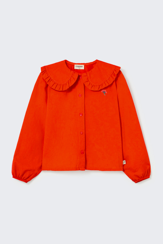 Blusa in velluto a coste spicy orange