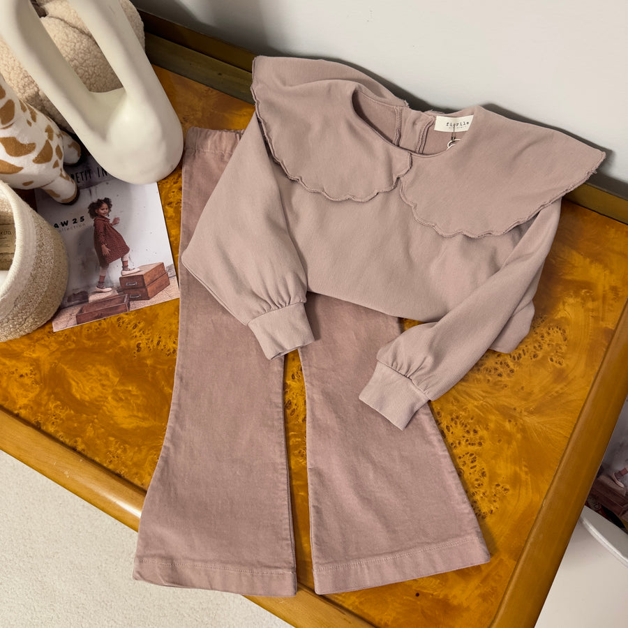 Pantalone trombetta in micro velluto – cameo rose – morbidissimo ed elasticizzato