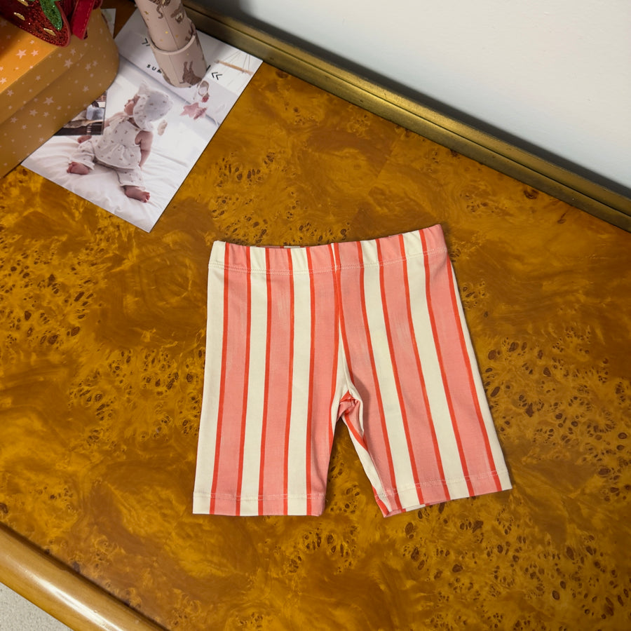 Short Ciclista Jeannie in Cotone Biologico – Righe Rosa e Rosso