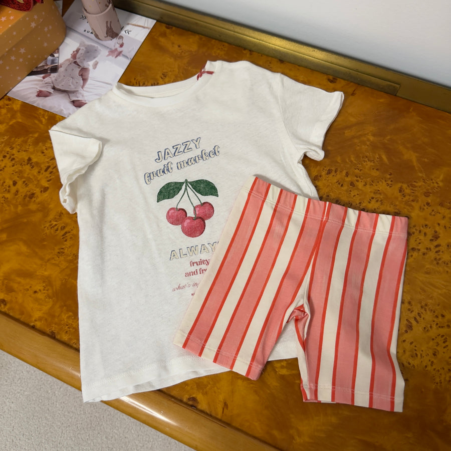 Short Ciclista Jeannie in Cotone Biologico – Righe Rosa e Rosso
