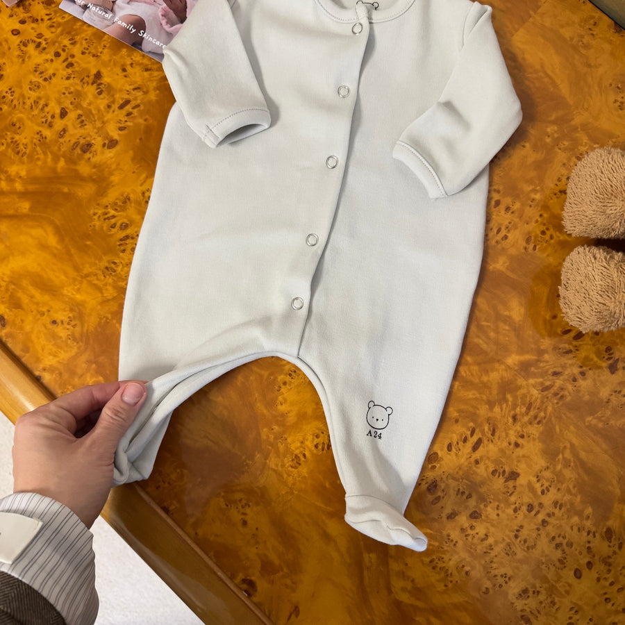 tutina apertura davanti in jersey di cotone grigio perla