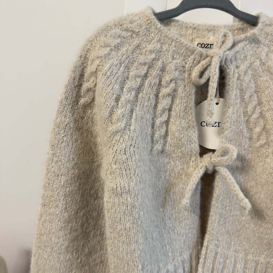 Cardigan tricot effetto shimmer -ivory