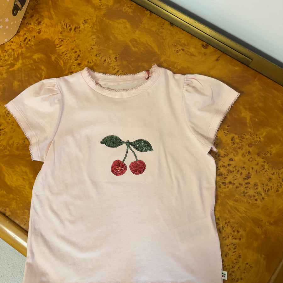 Famo puff tee gots - t-shirt in jersey di cotone organico - ciliegia