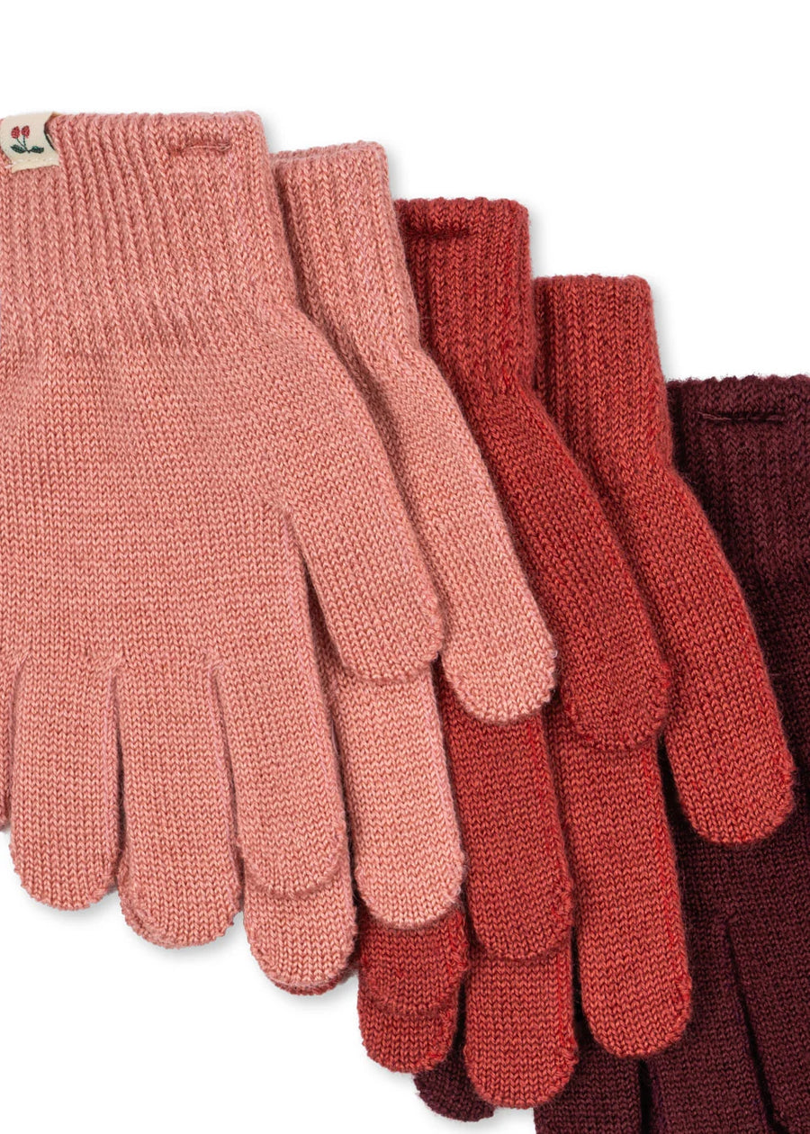 3 PACK FILLA GLOVES —Rose mix