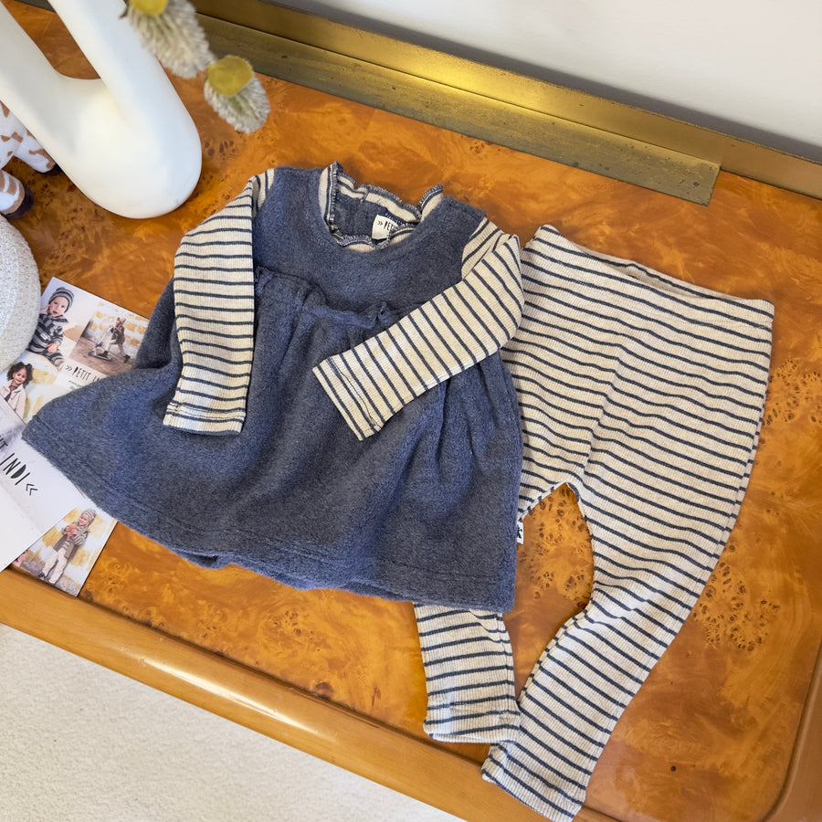 Set - abito morbidissimo blu avio e leggings coordinati – Libertà di movimento
