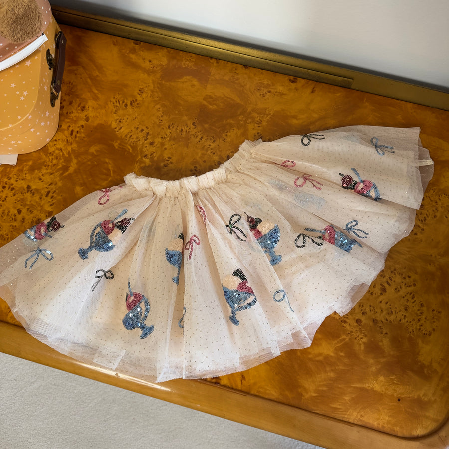 Yvonne skirt - gonna in tulle ricamato con paillettes