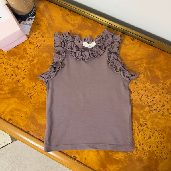 Top in jersey di cotone con ruches - malva