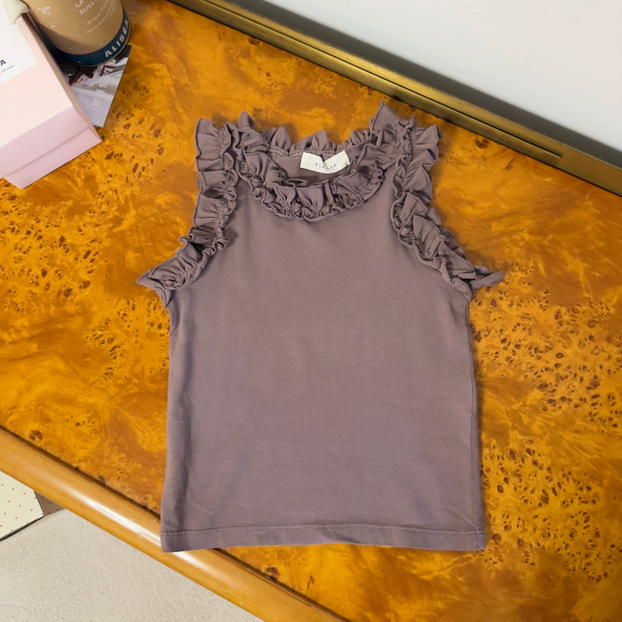 Top in jersey di cotone con ruches - malva