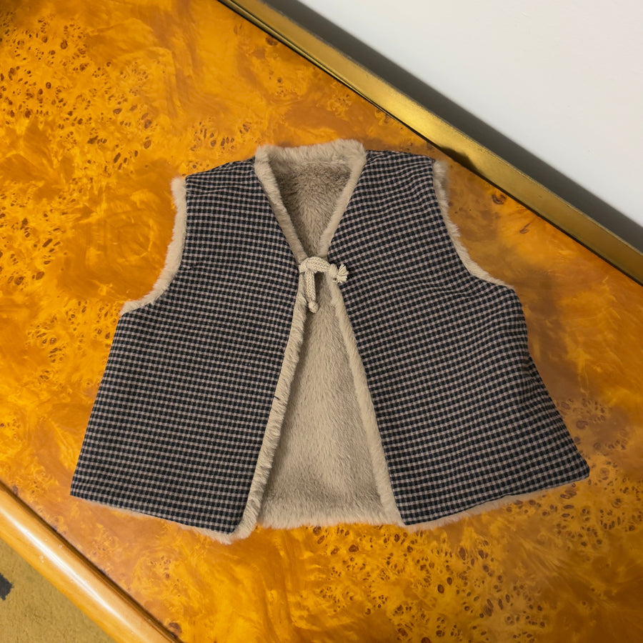 Gilet reversibile teddy /Vichy antracite