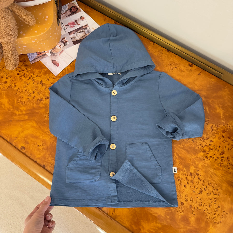 Felpa con cappuccio in cotone organico blu avio
