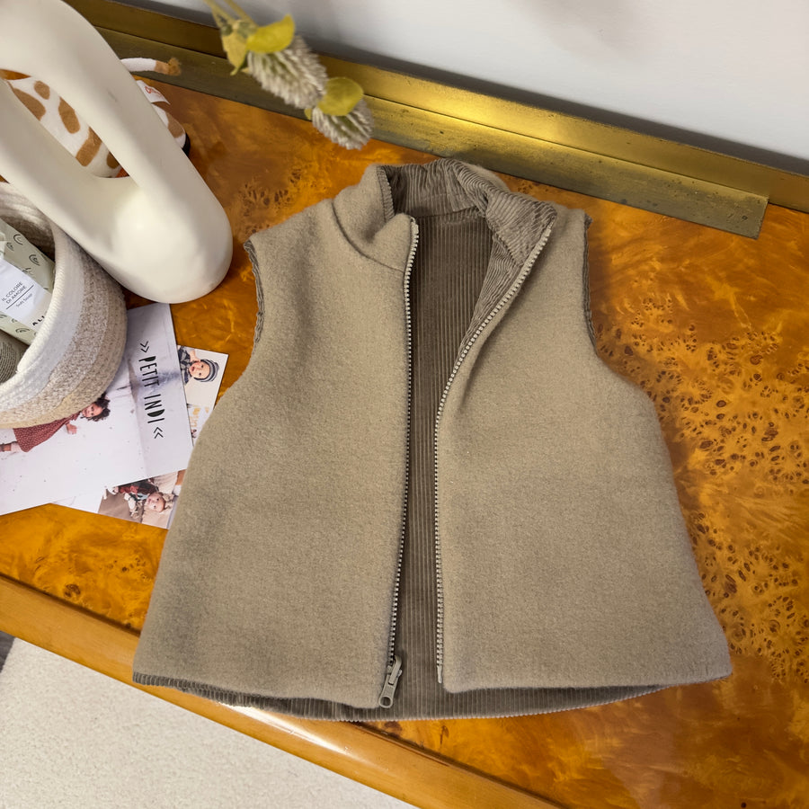 Gilet reversibile -velluto a coste e pile morbidissimo