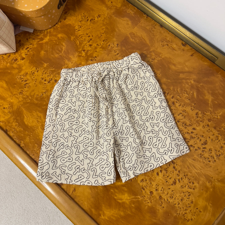 Elmo Shorts in Mussola di Cotone con Numeri