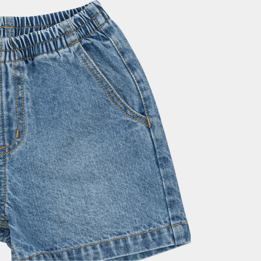 Pantaloncino in Denim Morbido con Vita Regolabile