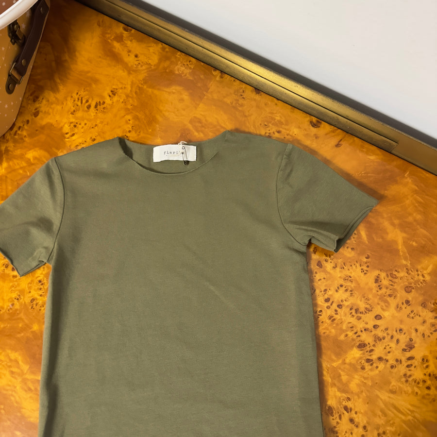 T-shirt basic in jersey di cotone - taglio vivo - foresta