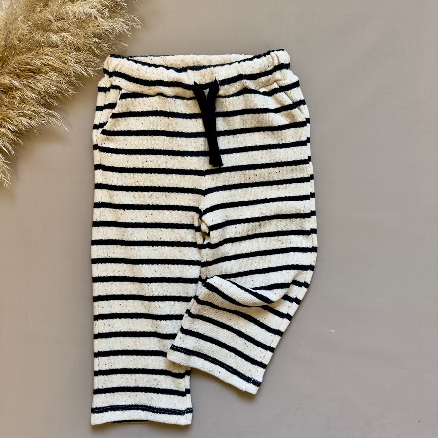 Pantalone in caldo cotone riga carbone e avorio- morbidezza assoluta
