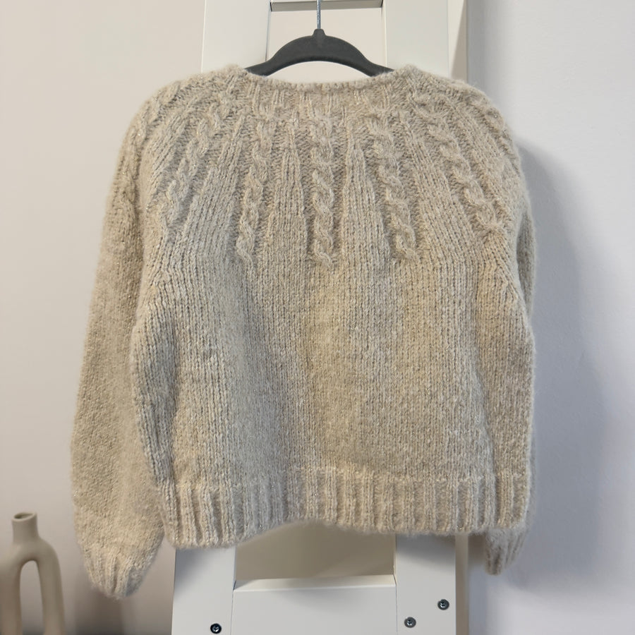 Cardigan tricot effetto shimmer -ivory
