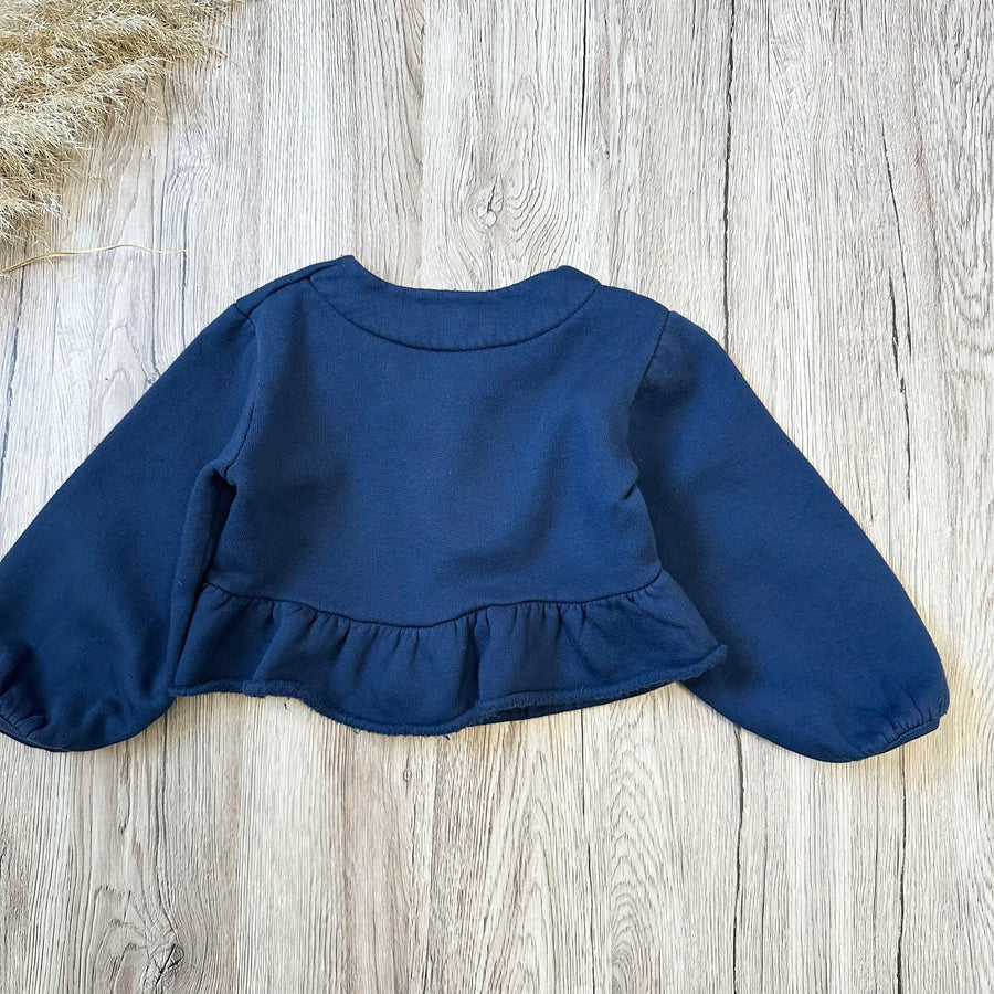 Cardigan in felpa di cotone ocean blue - ruches sul retro