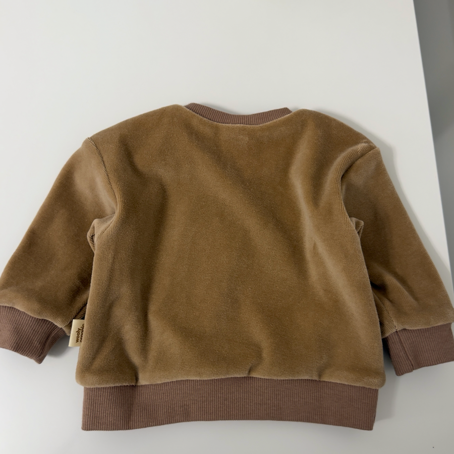 Maglia baby in velluto di cotone organico con volpina- stucco