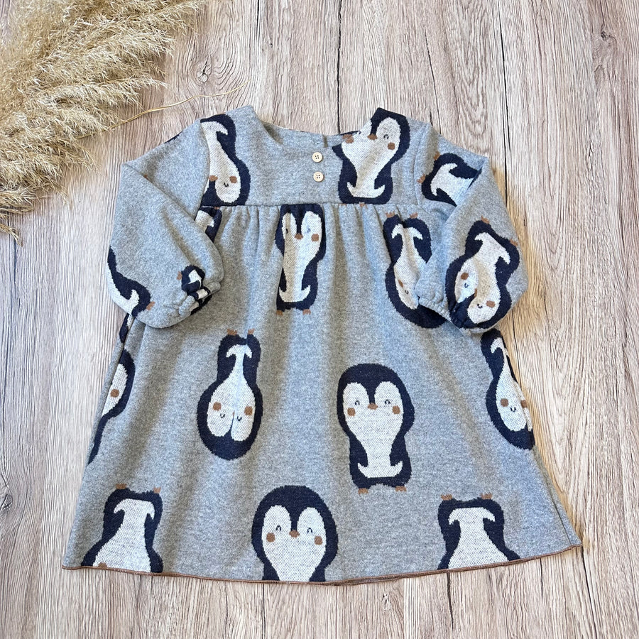 Abito in caldo cotone con pinguini - pratico, adorabile da indossare e ri-indossare