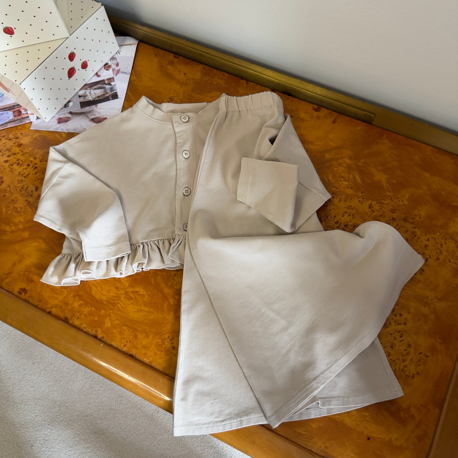 Cardigan in Jersey di Cotone morbidissimo con Ruches sul fondo - luna