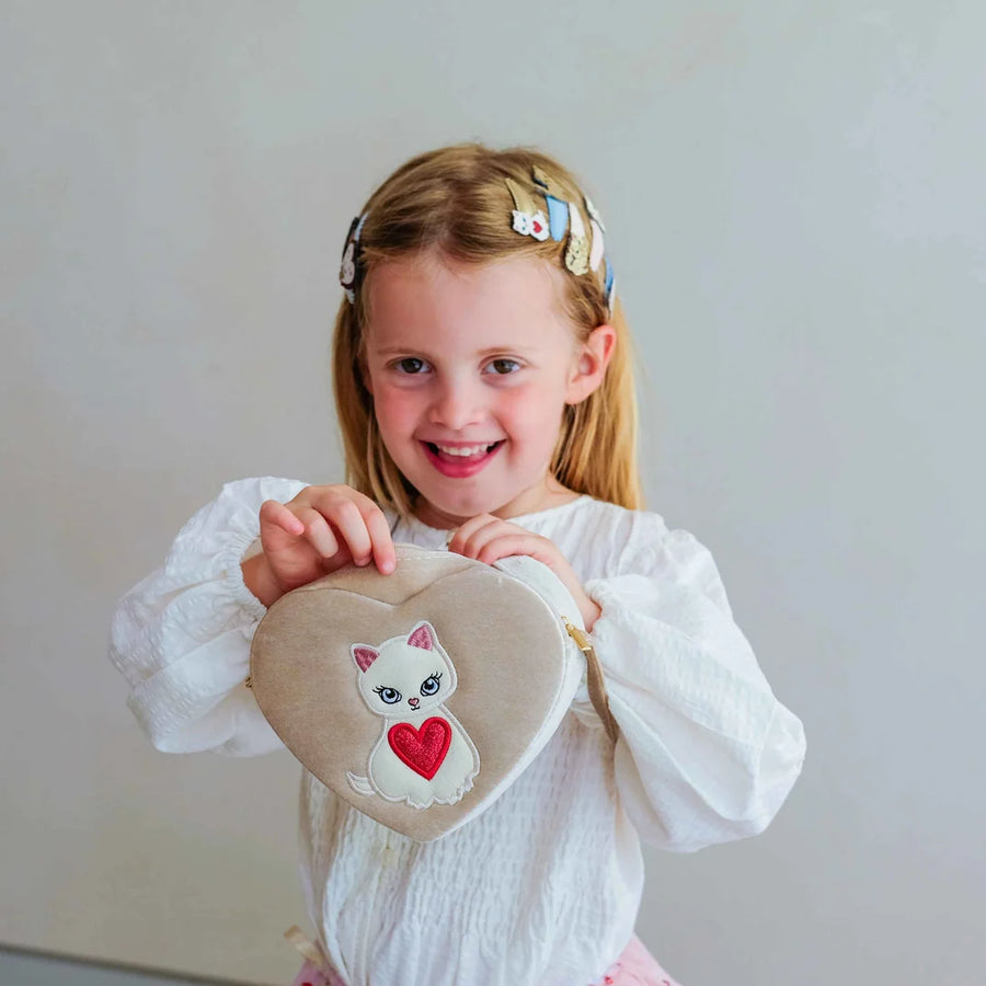 Borsetta a cuore Kitty in velluto – Beige