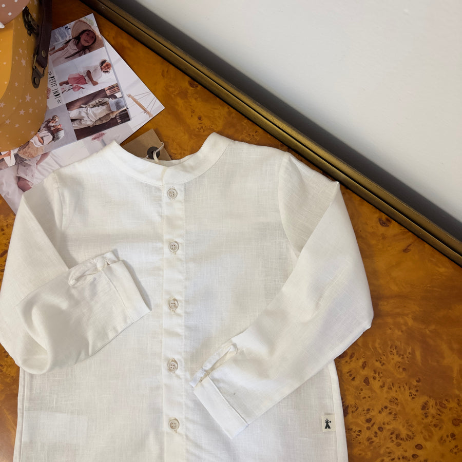 Camicia in cotone alla coreana color latte