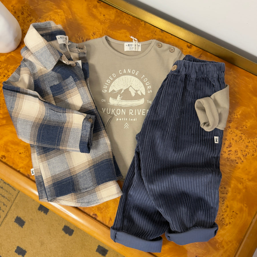 Camicia  a quadri navy e avena