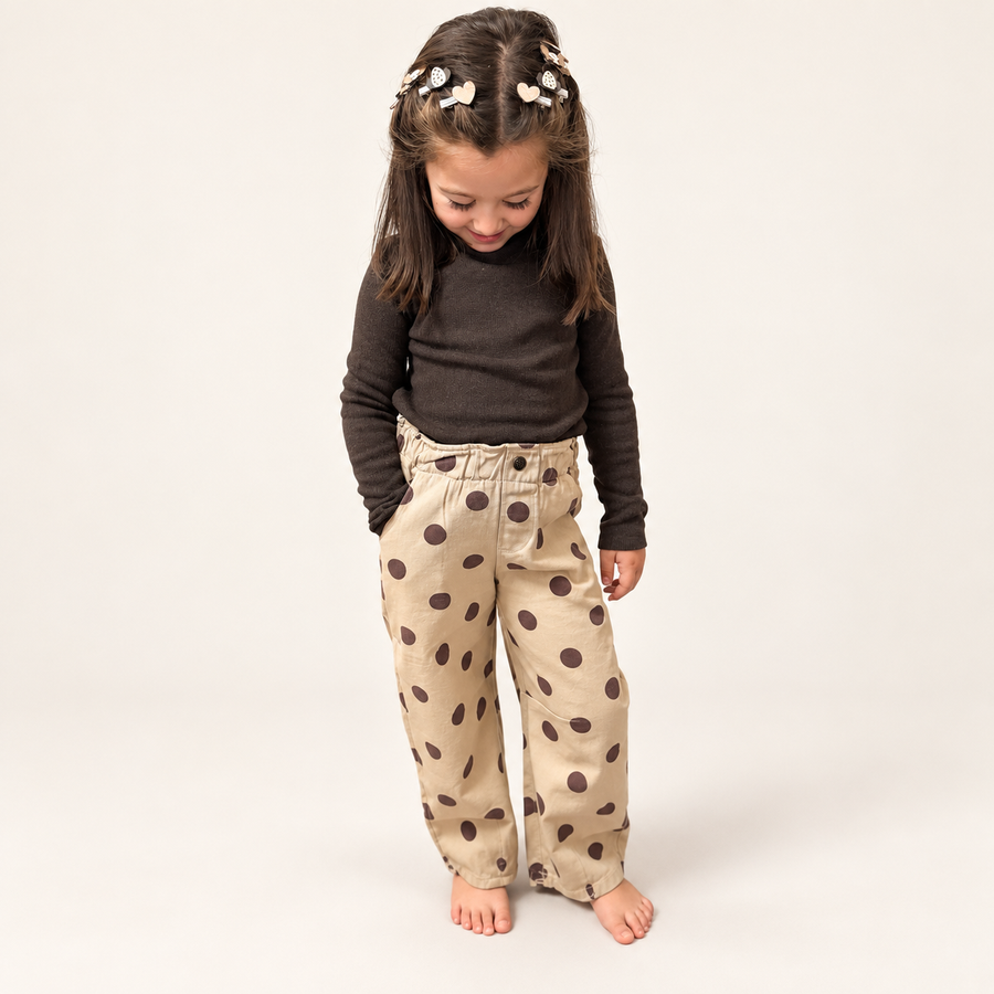 Pantaloni in twill a pois