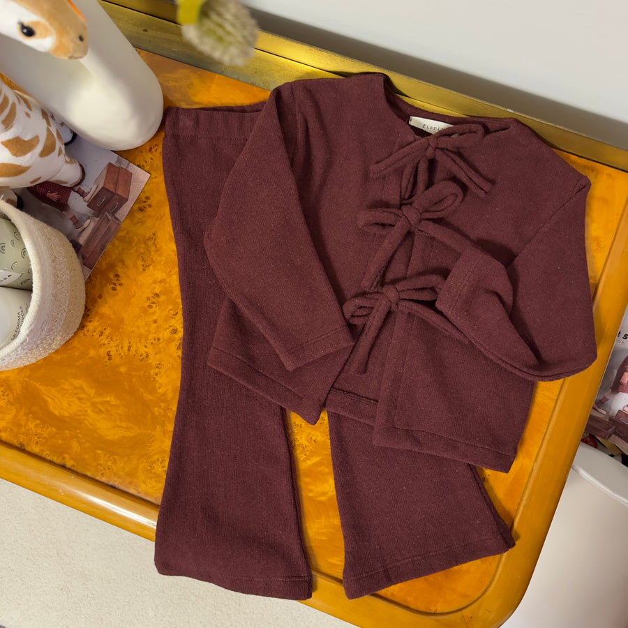Pantalone trombetta in caldo cotone borgogna