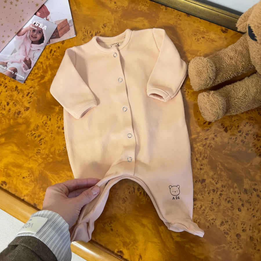 Tutina apertura davanti in jersey di cotone light peach