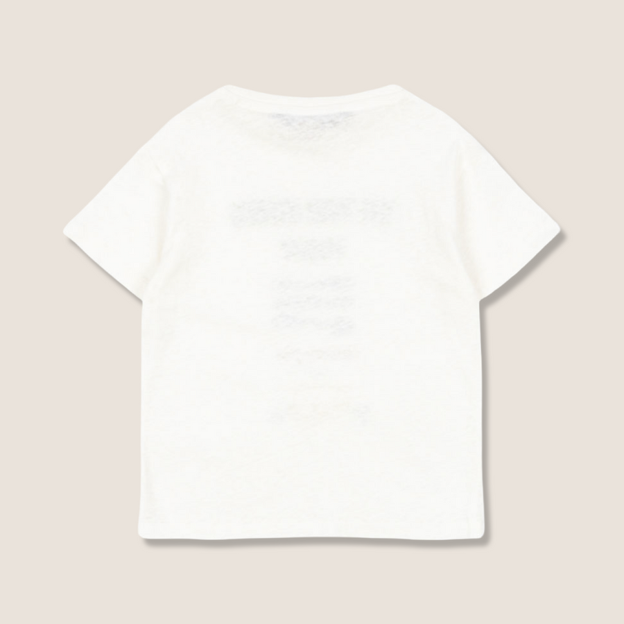 T-Shirt Fiammata in Cotone Organico e Lino con Stampa “On the Menu Today” – Maglia Traspirante e di Qualità