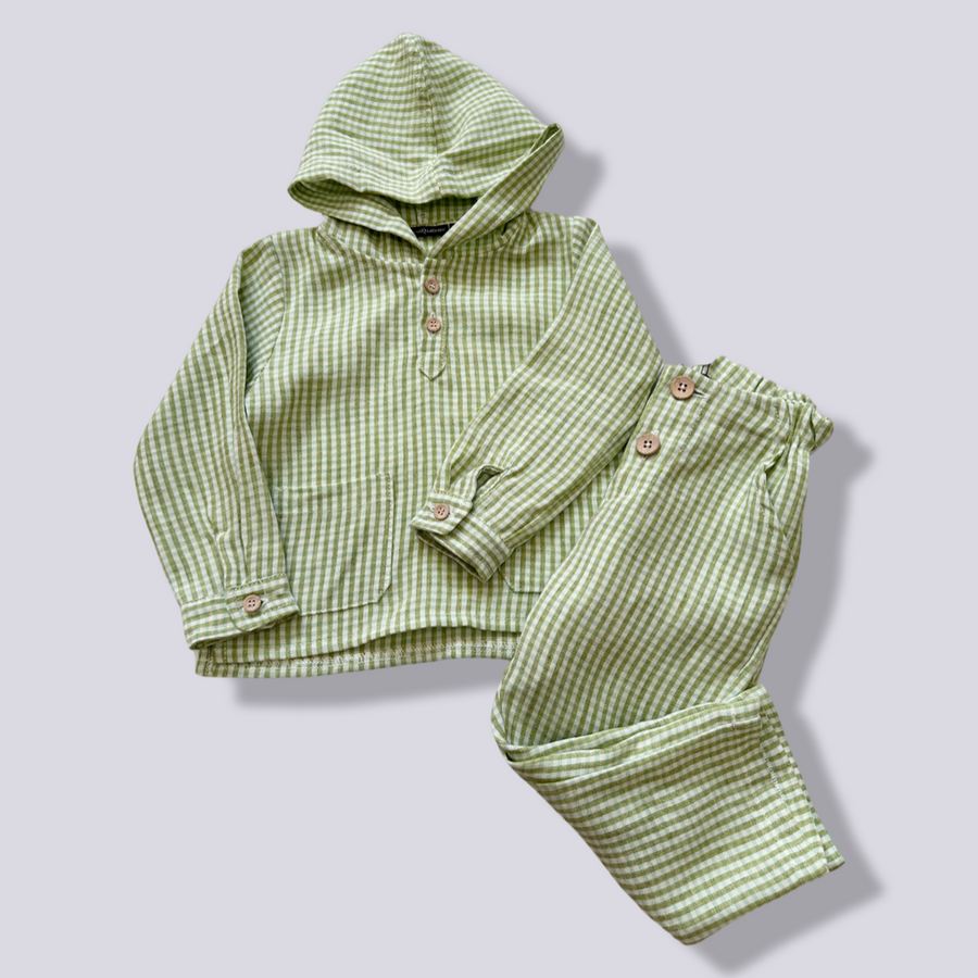camicia con cappuccio verde