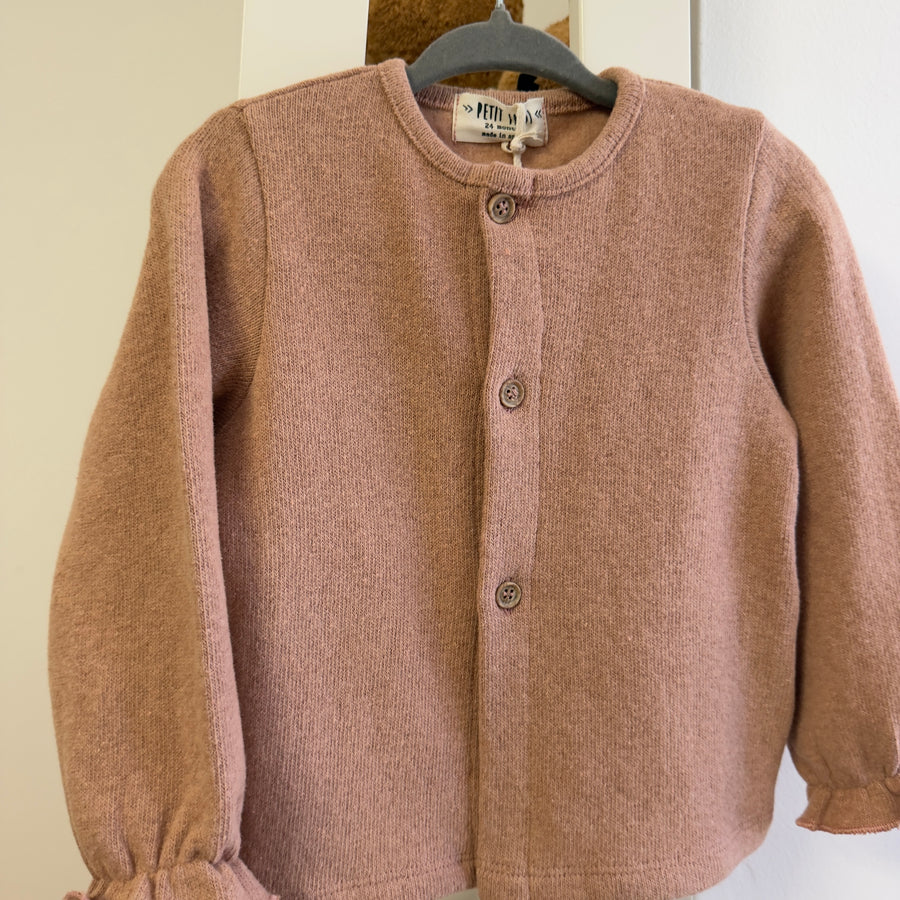 Cardigan in caldo cotone blush
