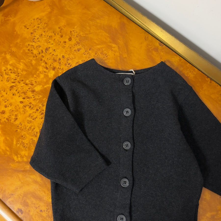 Cardigan in Caldo Cotone -Carbone
