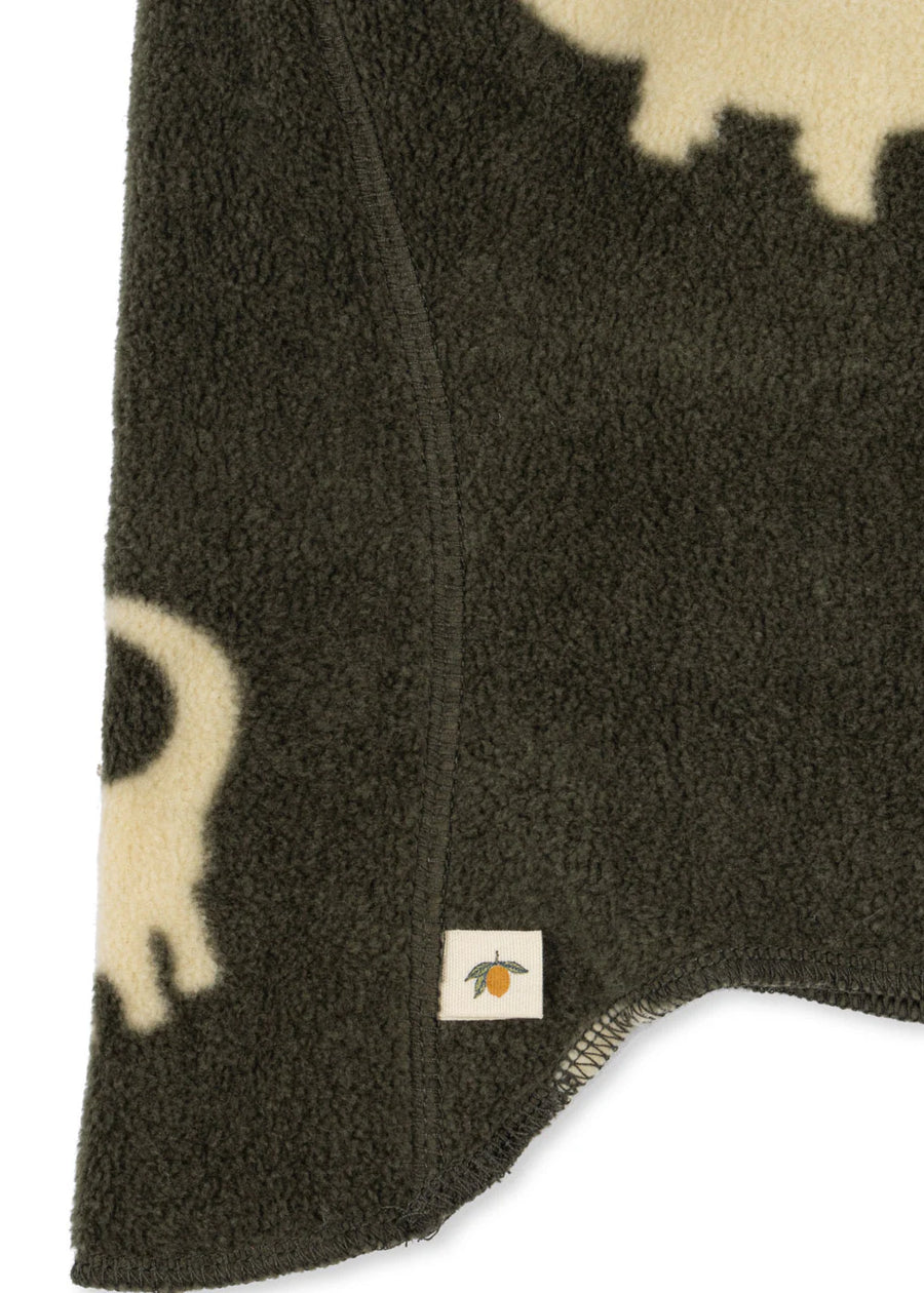 Balaclava in pile verde con dinosauri