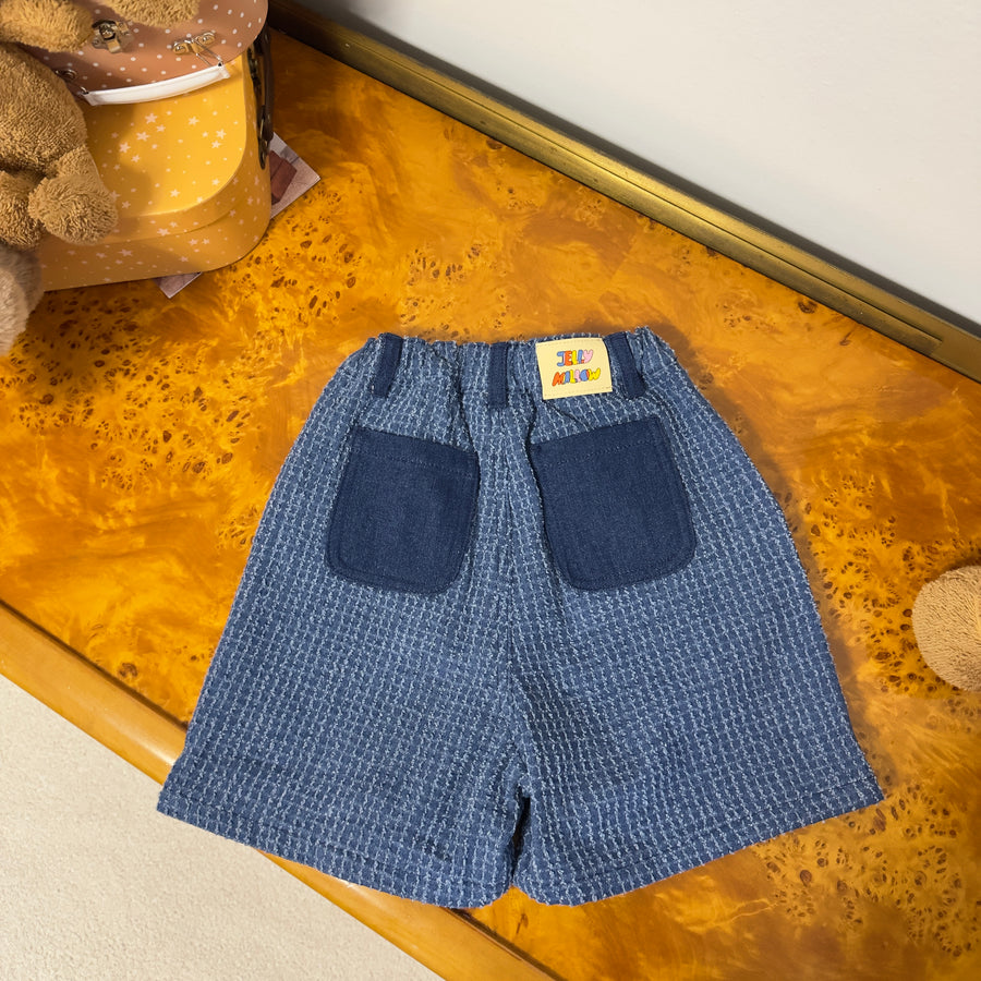 Broccoli stripe denim shorts
