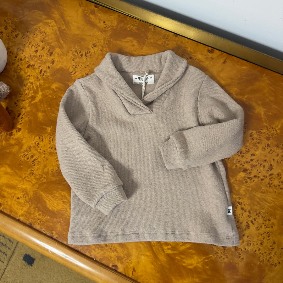 Maglione avena con collo a scialle