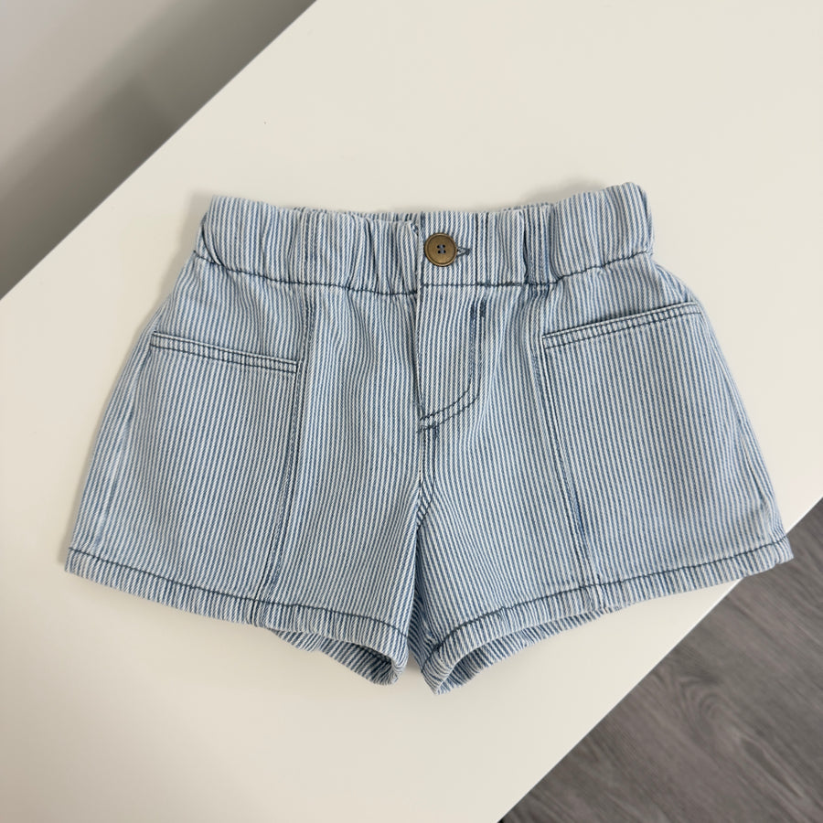 Shorts Amber –  in denim morbidissimo a righe con vita regolabile