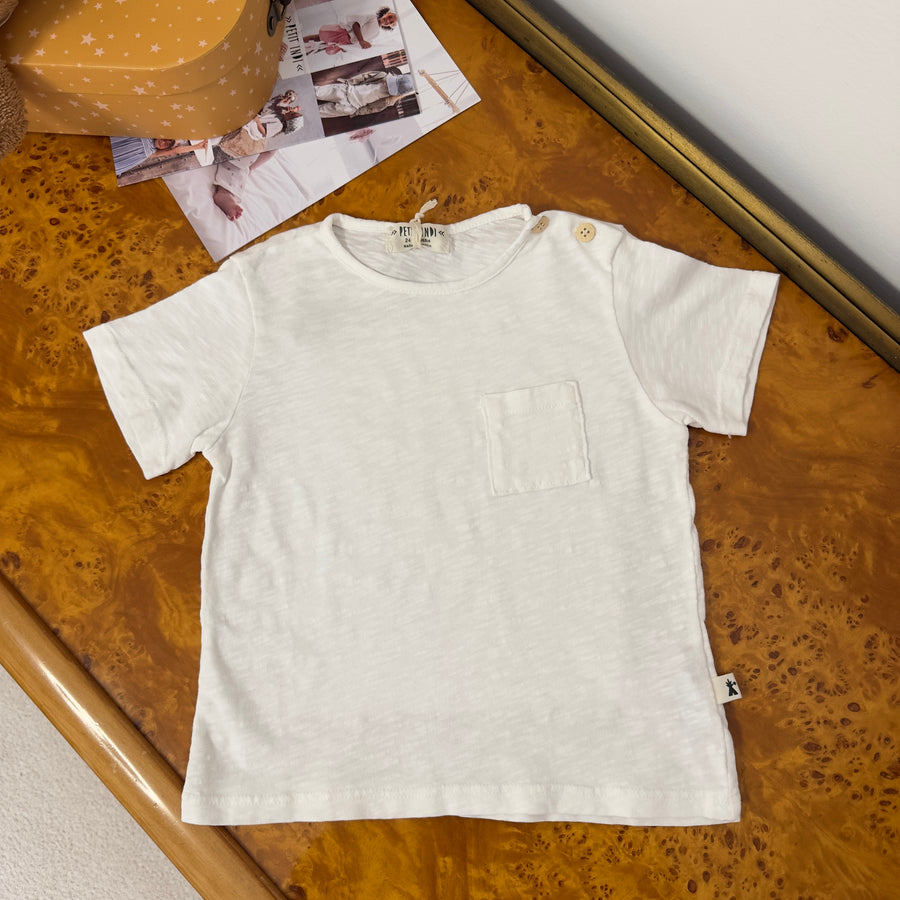 T-shirt in cotone organico latte  morbidissimo con taschina – comoda e versatile