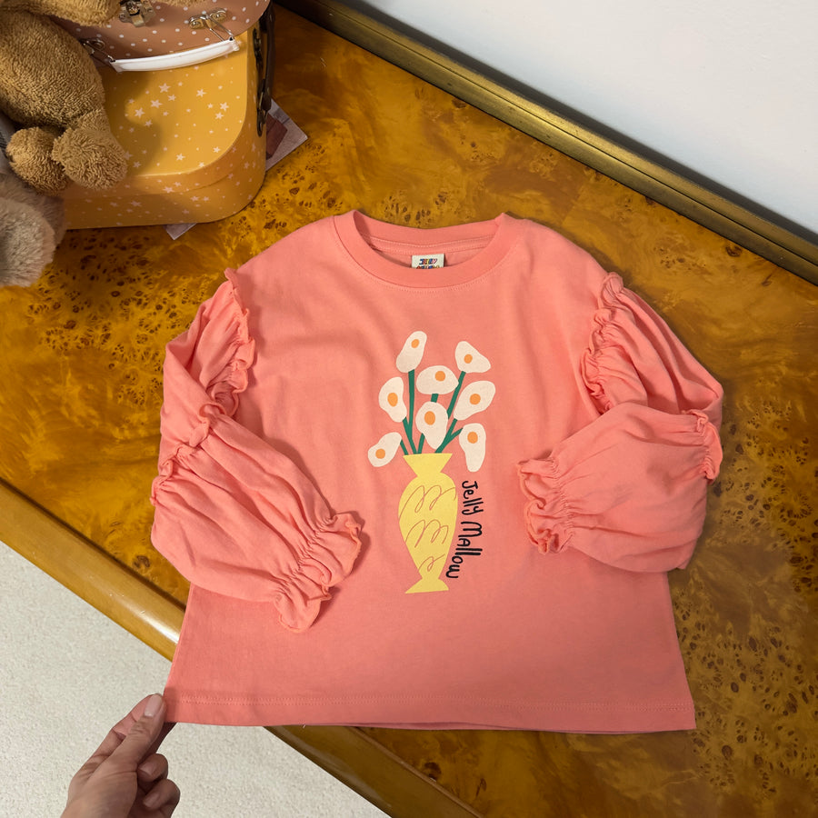 Egg flower frill longsleeve T-shirt