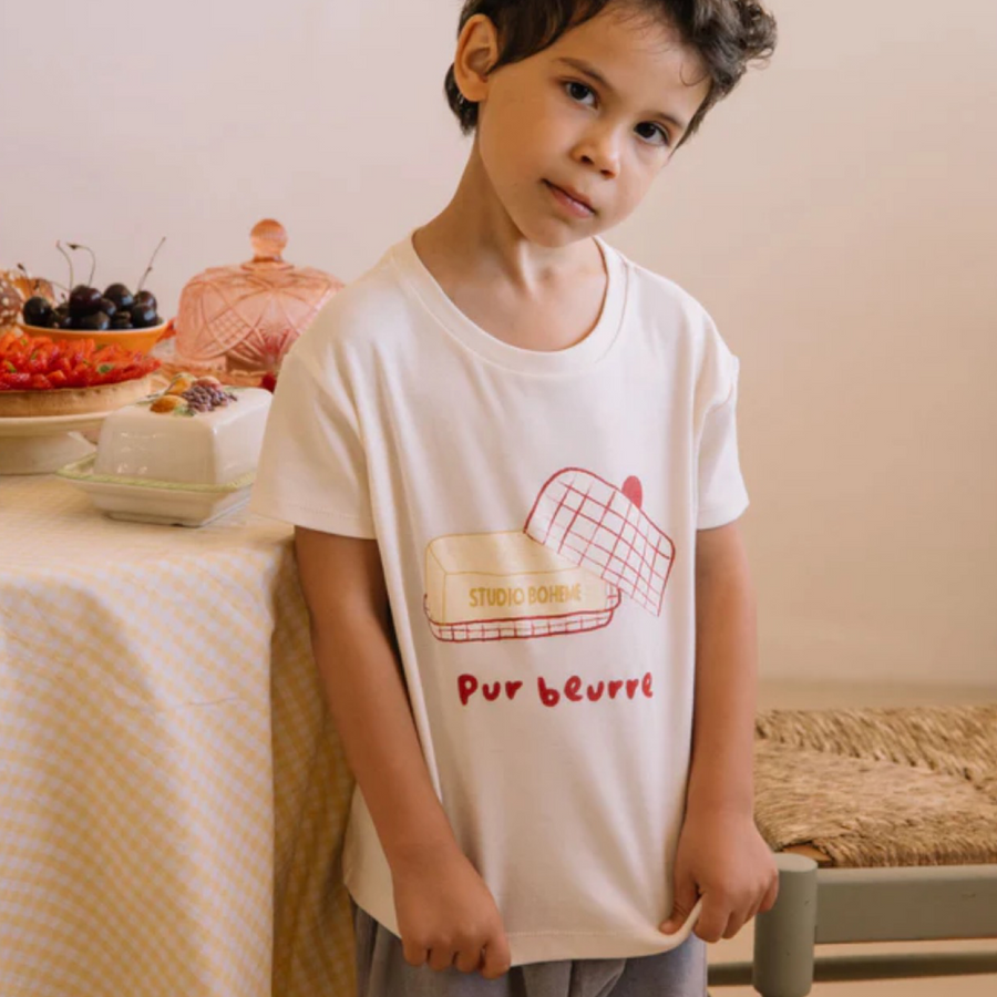 T-shirt Essential Beurre color Latte in cotone biologico e organico