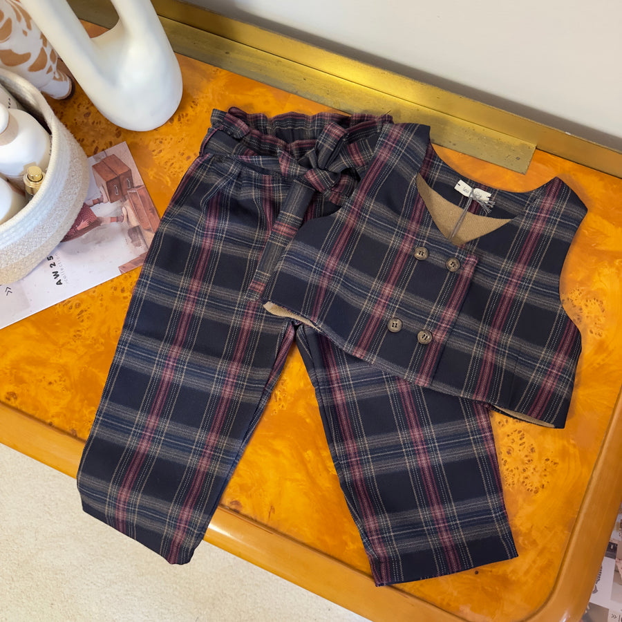 Pantalone scozzese morbido e versatile con cintura in vita