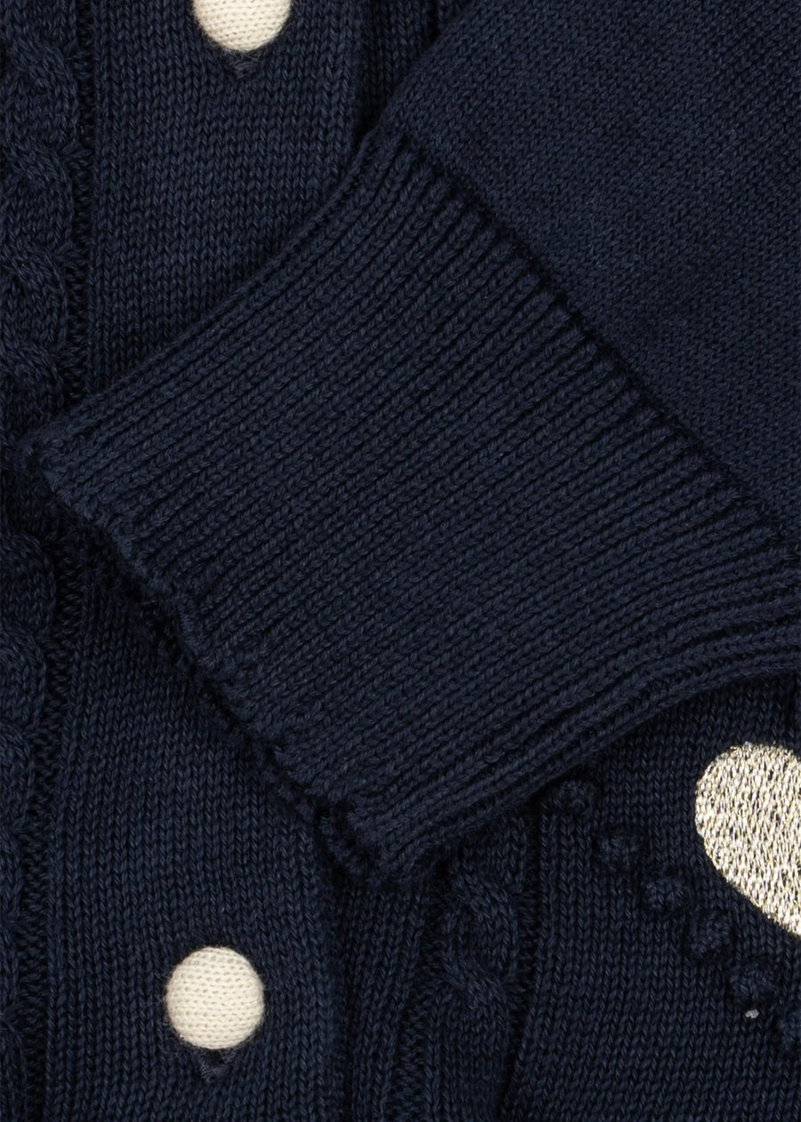 Cardigan soleil a Maglia con Maniche a Palloncino in Cotone Biologico