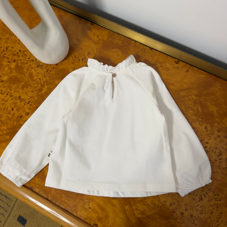 Blusa con il collo arricciato latte