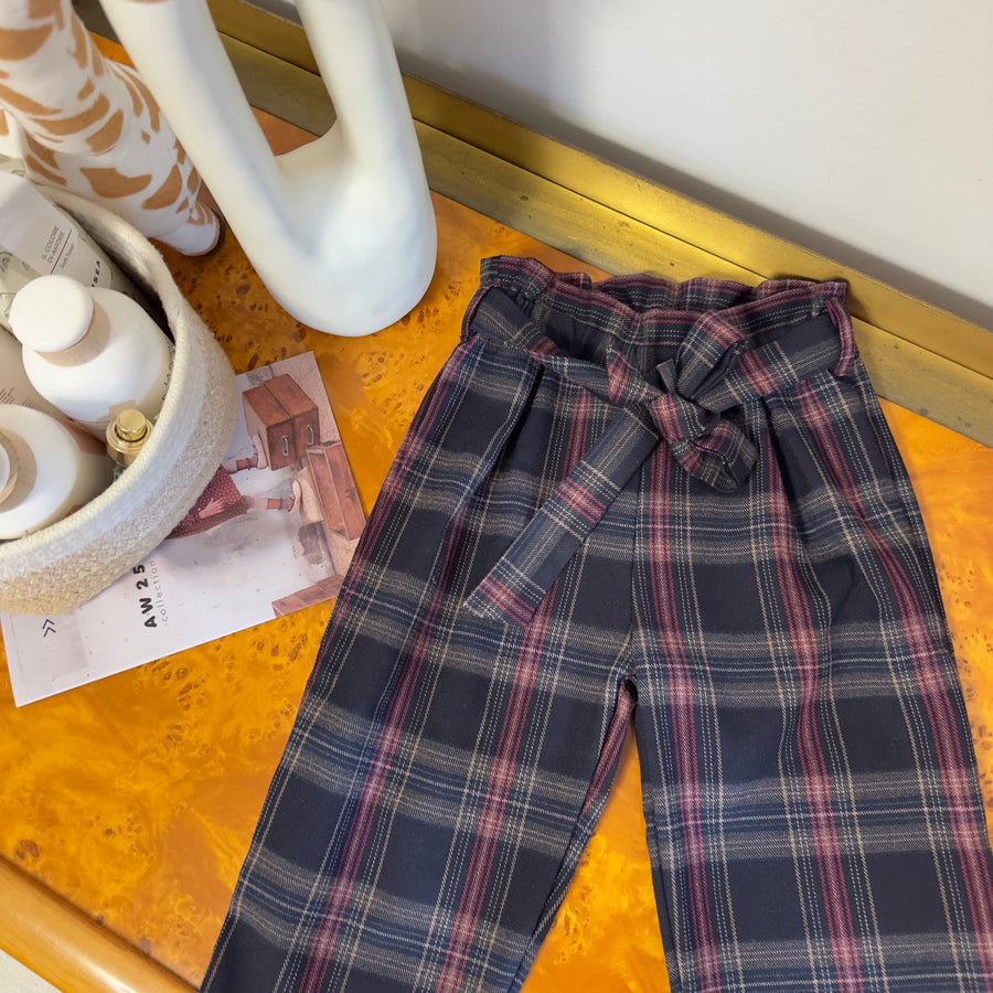 Pantalone scozzese morbido e versatile con cintura in vita