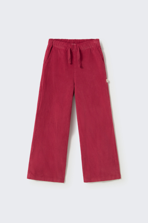 Pantalone in microvelluto a coste morbido – prugna