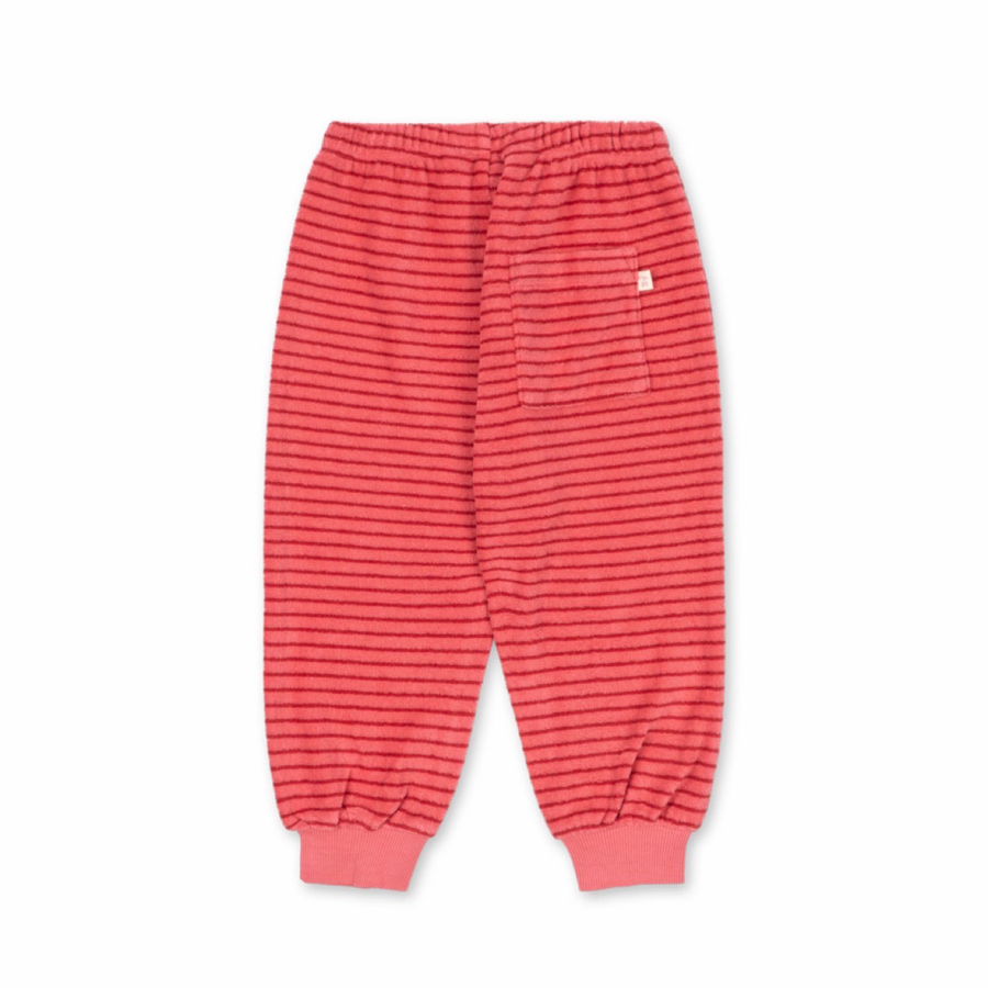 Pantalone tuta in cotone organico a righe rosa