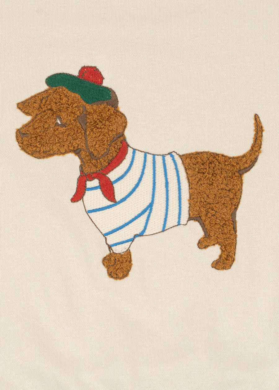 Felpa in cotone organico con colletto e cagnolino